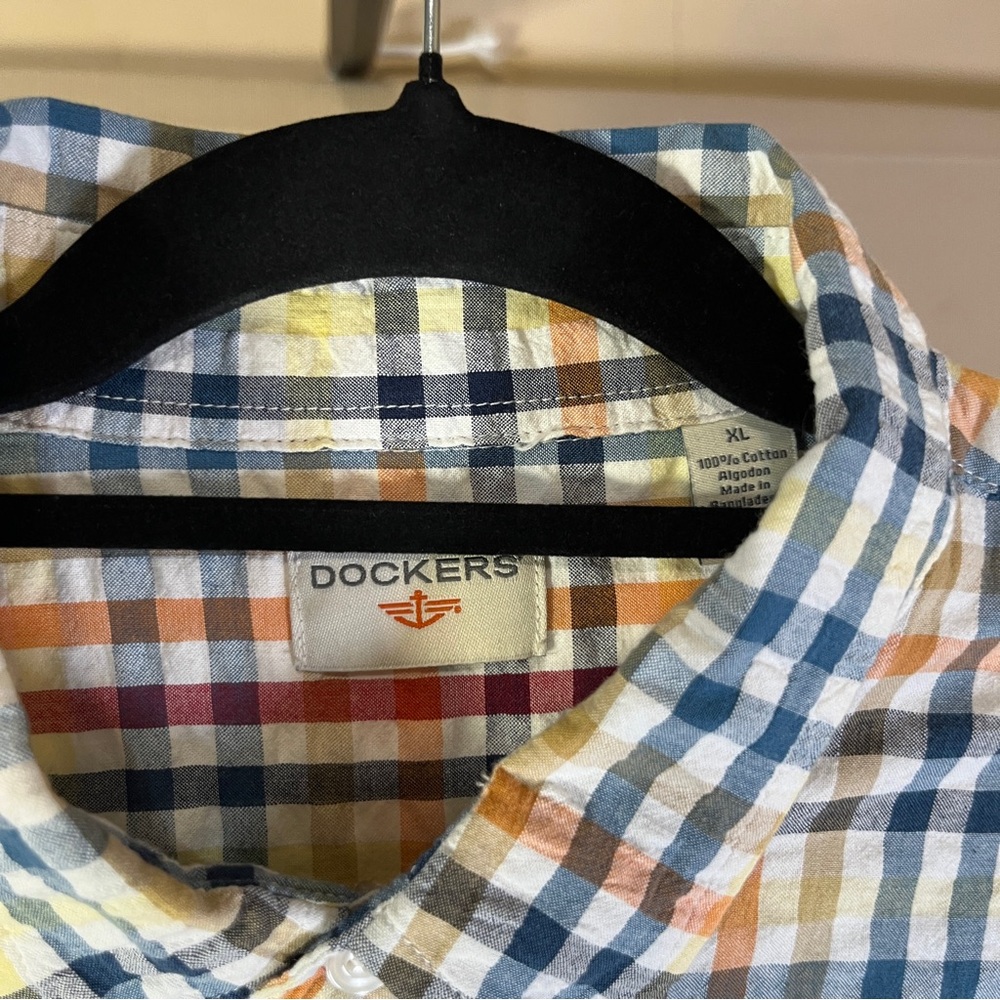 Dockers Casual Blue and Orange Plaid Shirt - Picture 2 of 4